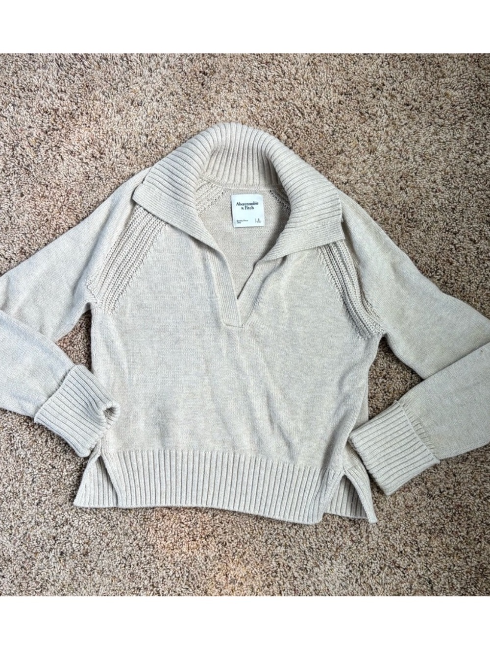 Cream Collared Knit Sweater - Picture 2 of 7
